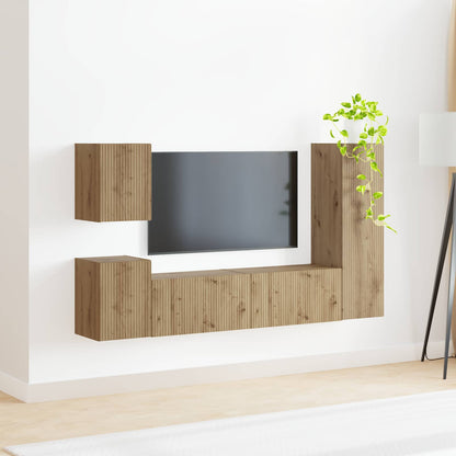 TV Cabinet Set 4 pcs Artisan Oak Engineered Wood