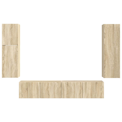 TV Cabinet Set Wall-mounted 4 pcs Sonoma Oak Engineered Wood