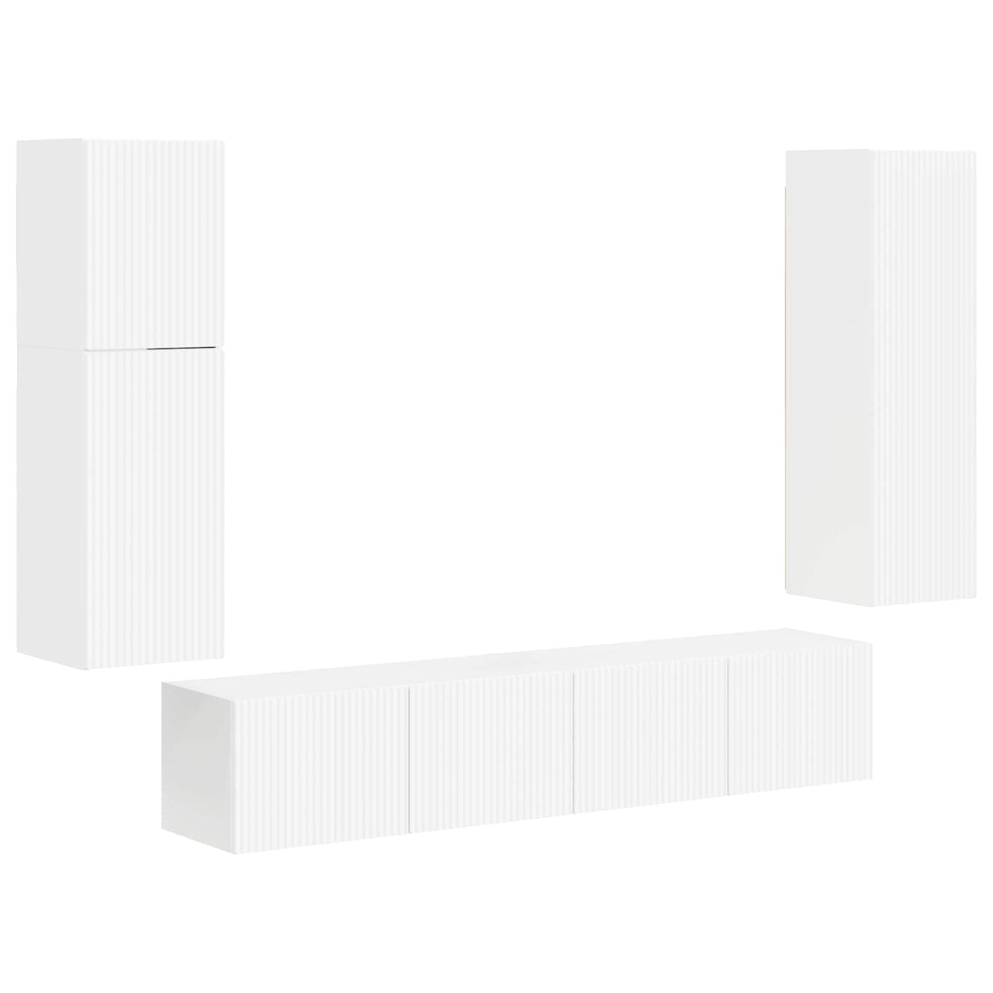 TV Cabinet Set 4 pcs High Gloss White Engineered Wood