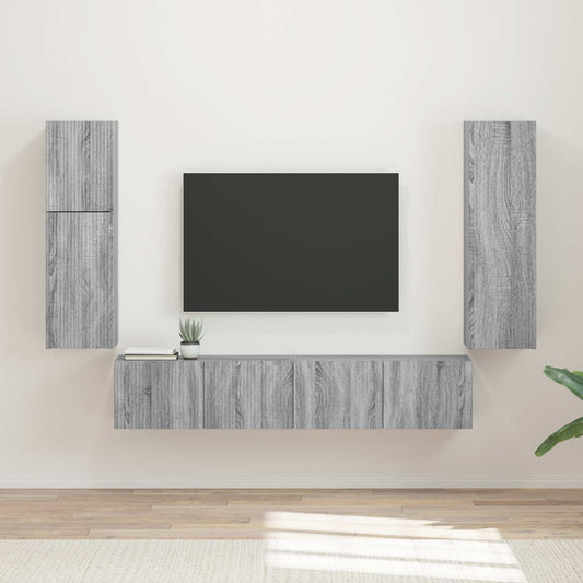 TV Cabinet Set 4 pcs Grey Sonoma Engineered Wood