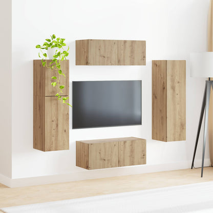 TV Cabinet Set 4 pcs Artisan Oak Engineered Wood