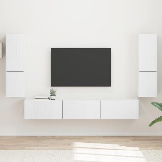 TV Cabinet Set 4 pcs White Engineered Wood