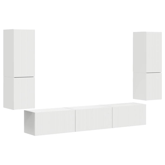 TV Cabinet Set 4 pcs White Engineered Wood