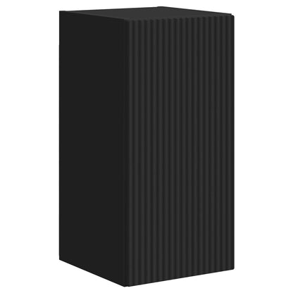 TV Cabinet Set Wall-mounted 4 pcs Black Engineered Wood