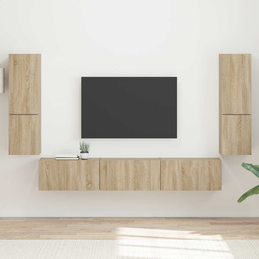TV Cabinet Set 4 pcs Sonoma Oak Engineered Wood