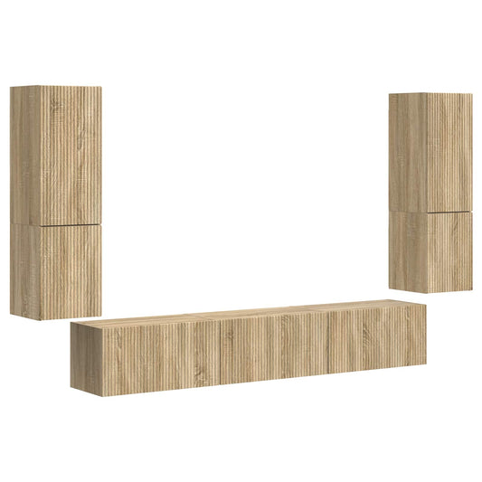 TV Cabinet Set 4 pcs Sonoma Oak Engineered Wood