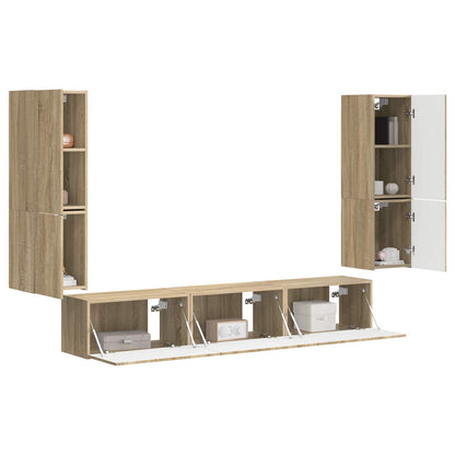 TV Cabinet Set Wall-mounted 4 pcs Sonoma Oak Engineered Wood