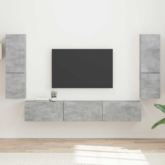 TV Cabinet Set 4 pcs Concrete Grey Engineered Wood