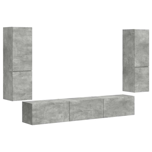 TV Cabinet Set 4 pcs Concrete Grey Engineered Wood