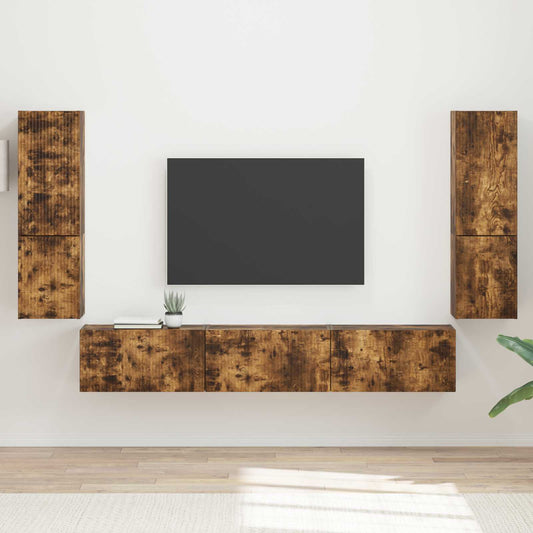 TV Cabinet Set 4 pcs Smoked Oak Engineered Wood