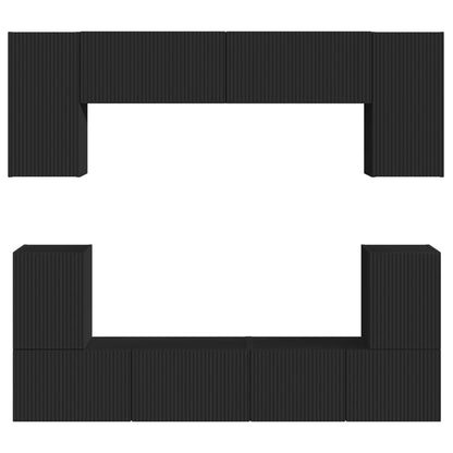 TV Cabinet Set Wall-mounted 5 pcs Black Engineered Wood