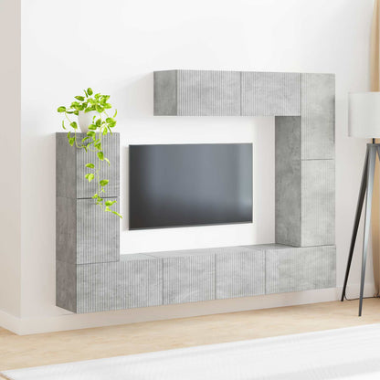 TV Cabinet Set Wall-mounted 5 pcs Concrete Grey Engineered Wood
