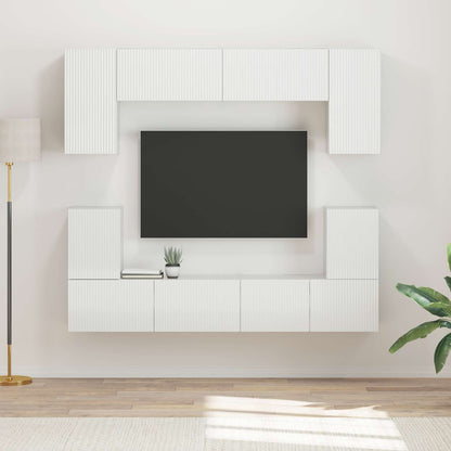 TV Cabinet Set 5 pcs High Gloss White Engineered Wood