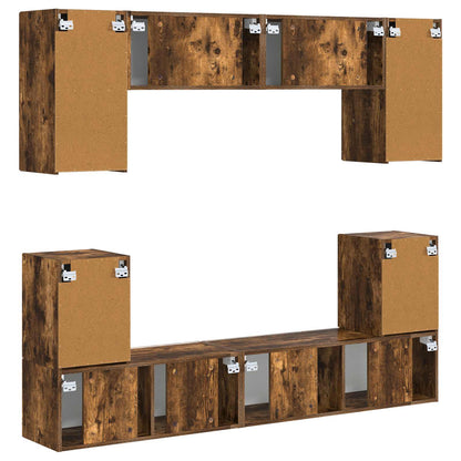 TV Cabinet Set Wall-mounted 5 pcs Smoked Oak Engineered Wood