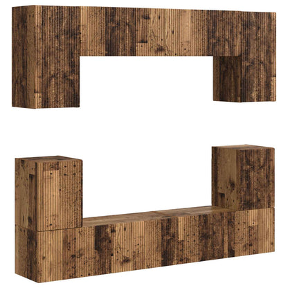 TV Cabinet Set Wall-mounted 5 pcs Old Wood Engineered Wood