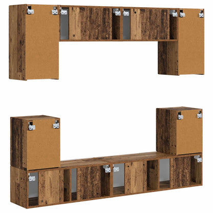 TV Cabinet Set Wall-mounted 5 pcs Old Wood Engineered Wood