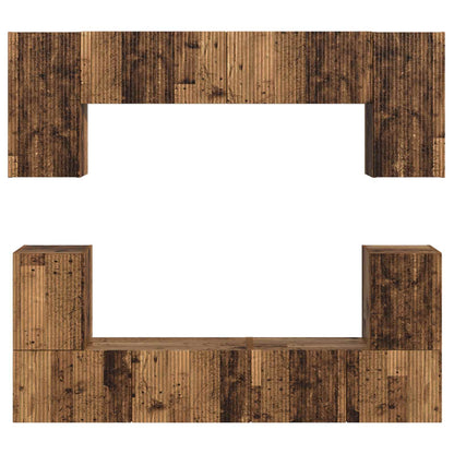 TV Cabinet Set Wall-mounted 5 pcs Old Wood Engineered Wood