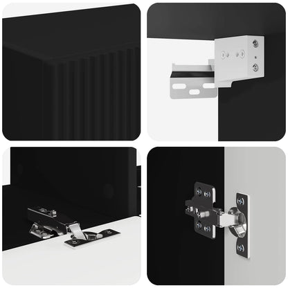 TV Cabinet Set 6 pcs Black Engineered Wood