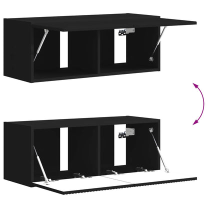 TV Cabinet Set 6 pcs Black Engineered Wood