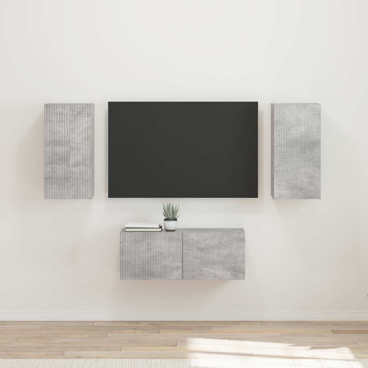 TV Cabinet Set 6 pcs Concrete Grey Engineered Wood