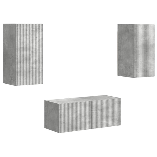 TV Cabinet Set 6 pcs Concrete Grey Engineered Wood