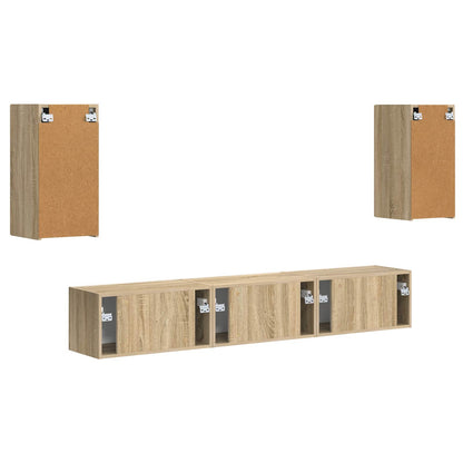 TV Cabinet Set Wall-mounted 5 pcs Sonoma Oak Engineered Wood