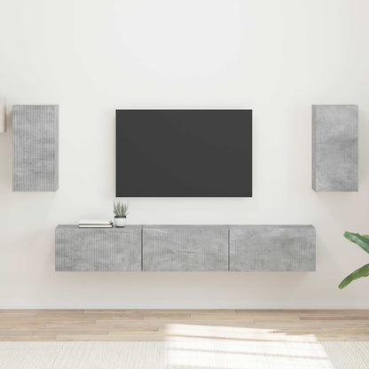 TV Cabinet Set Wall-mounted 5 pcs Concrete Grey Engineered Wood