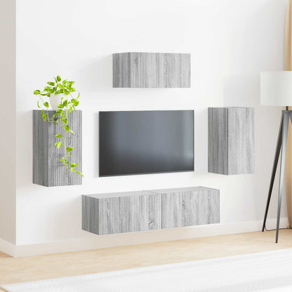 TV Cabinet Set Wall-mounted 5 pcs Grey Sonoma Engineered Wood