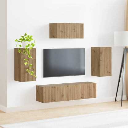 TV Cabinet Set Wall-mounted 5 pcs Artisan Oak Engineered Wood