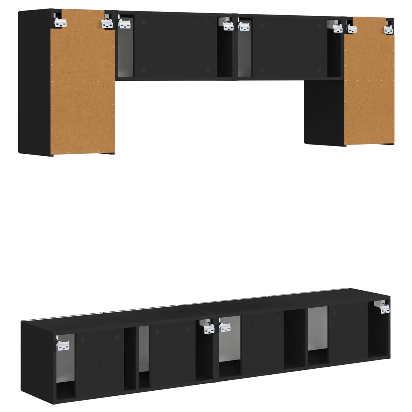 TV Cabinet Set 4 pcs Black Engineered Wood