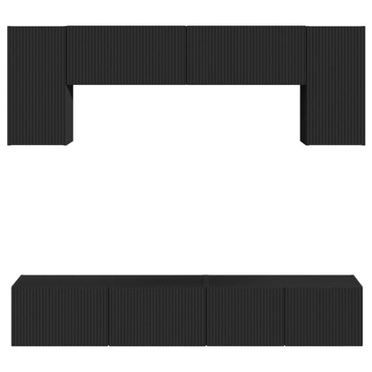 TV Cabinet Set 4 pcs Black Engineered Wood