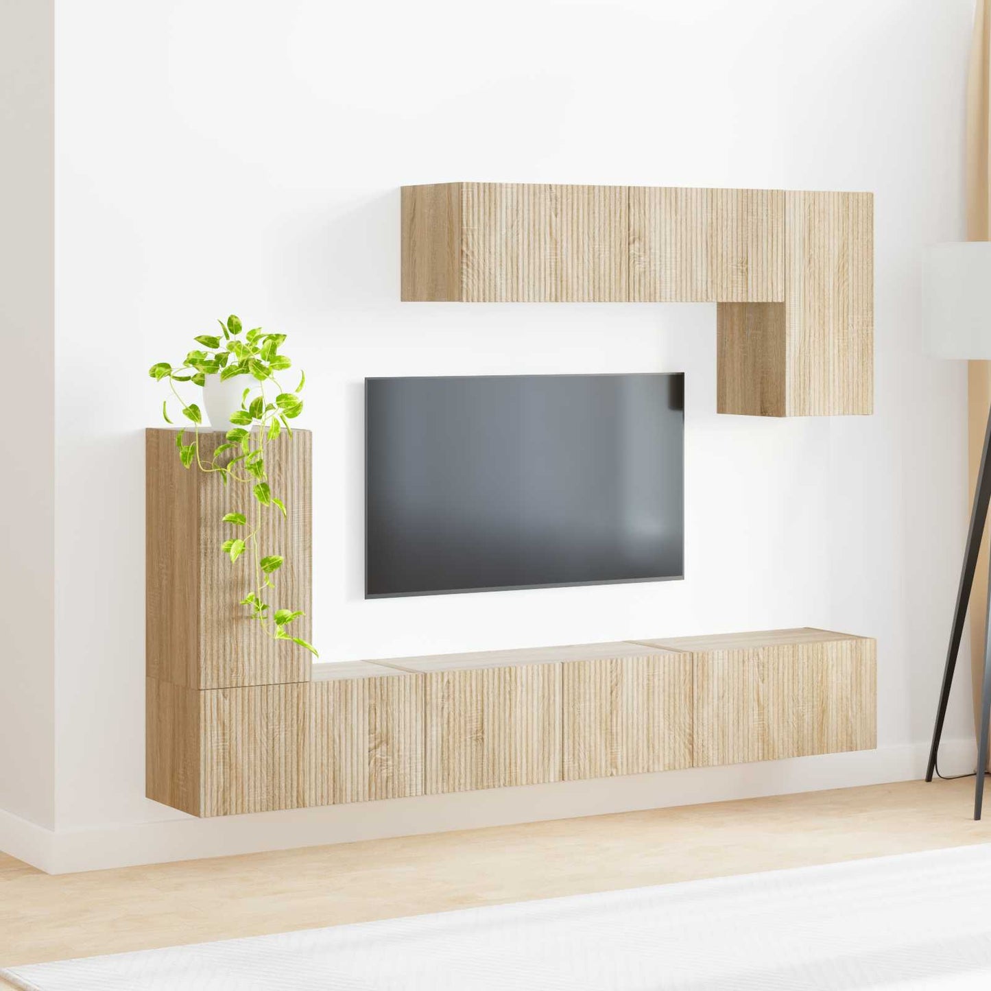 TV Cabinet Set Wall-mounted 4 pcs Sonoma Oak Engineered Wood
