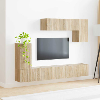 TV Cabinet Set Wall-mounted 4 pcs Sonoma Oak Engineered Wood