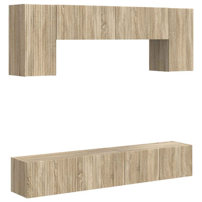 TV Cabinet Set Wall-mounted 4 pcs Sonoma Oak Engineered Wood