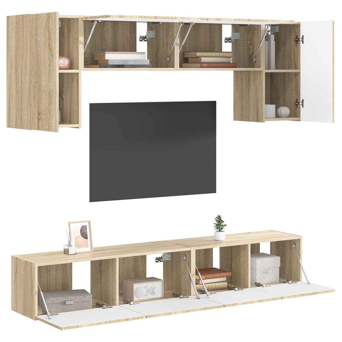 TV Cabinet Set Wall-mounted 4 pcs Sonoma Oak Engineered Wood