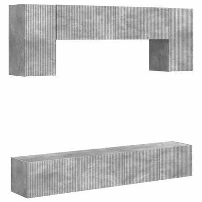 TV Cabinet Set Wall-mounted 4 pcs Concrete Grey Engineered Wood