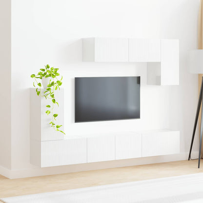 TV Cabinet Set 4 pcs High Gloss White Engineered Wood