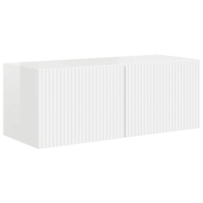 TV Cabinet Set 4 pcs High Gloss White Engineered Wood