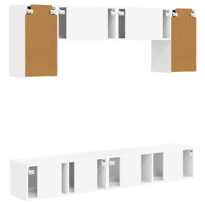 TV Cabinet Set 4 pcs High Gloss White Engineered Wood