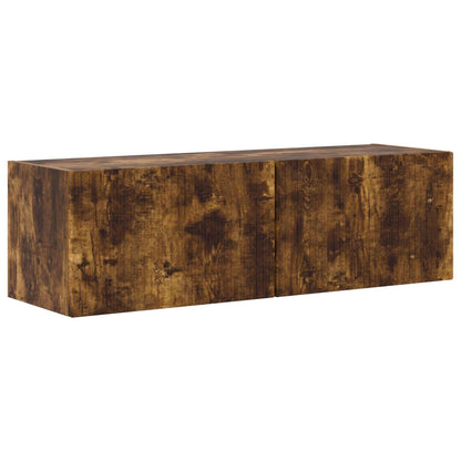 TV Cabinet Set Wall-mounted 4 pcs Smoked Oak Engineered Wood