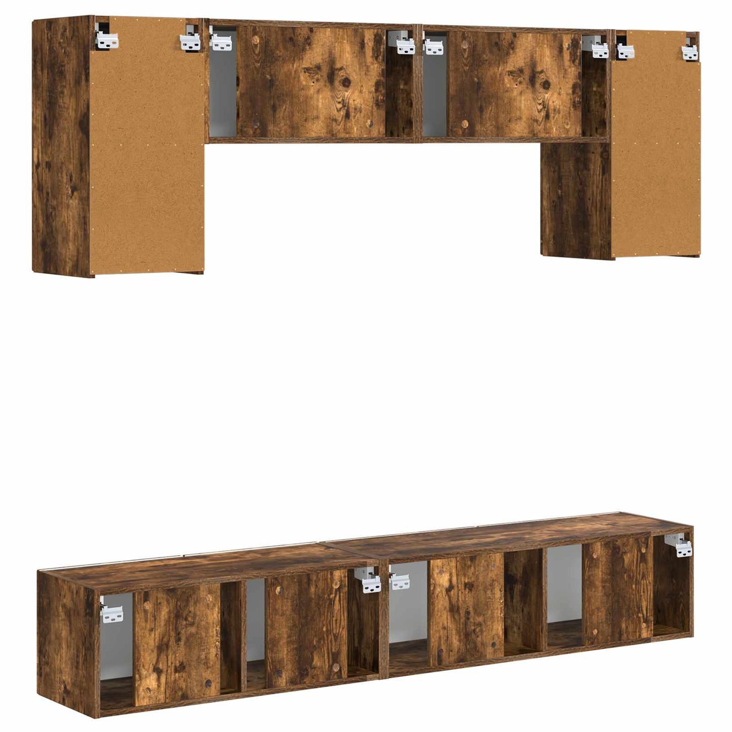 TV Cabinet Set Wall-mounted 4 pcs Smoked Oak Engineered Wood