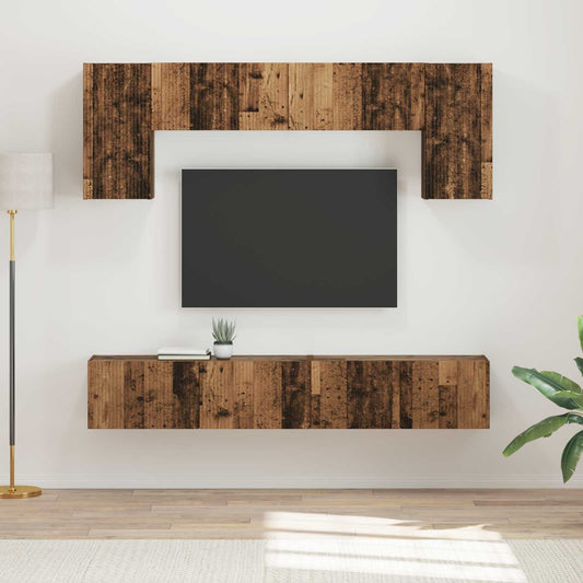 TV Cabinet Set 4 pcs Old Wood Engineered Wood