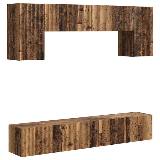 TV Cabinet Set 4 pcs Old Wood Engineered Wood
