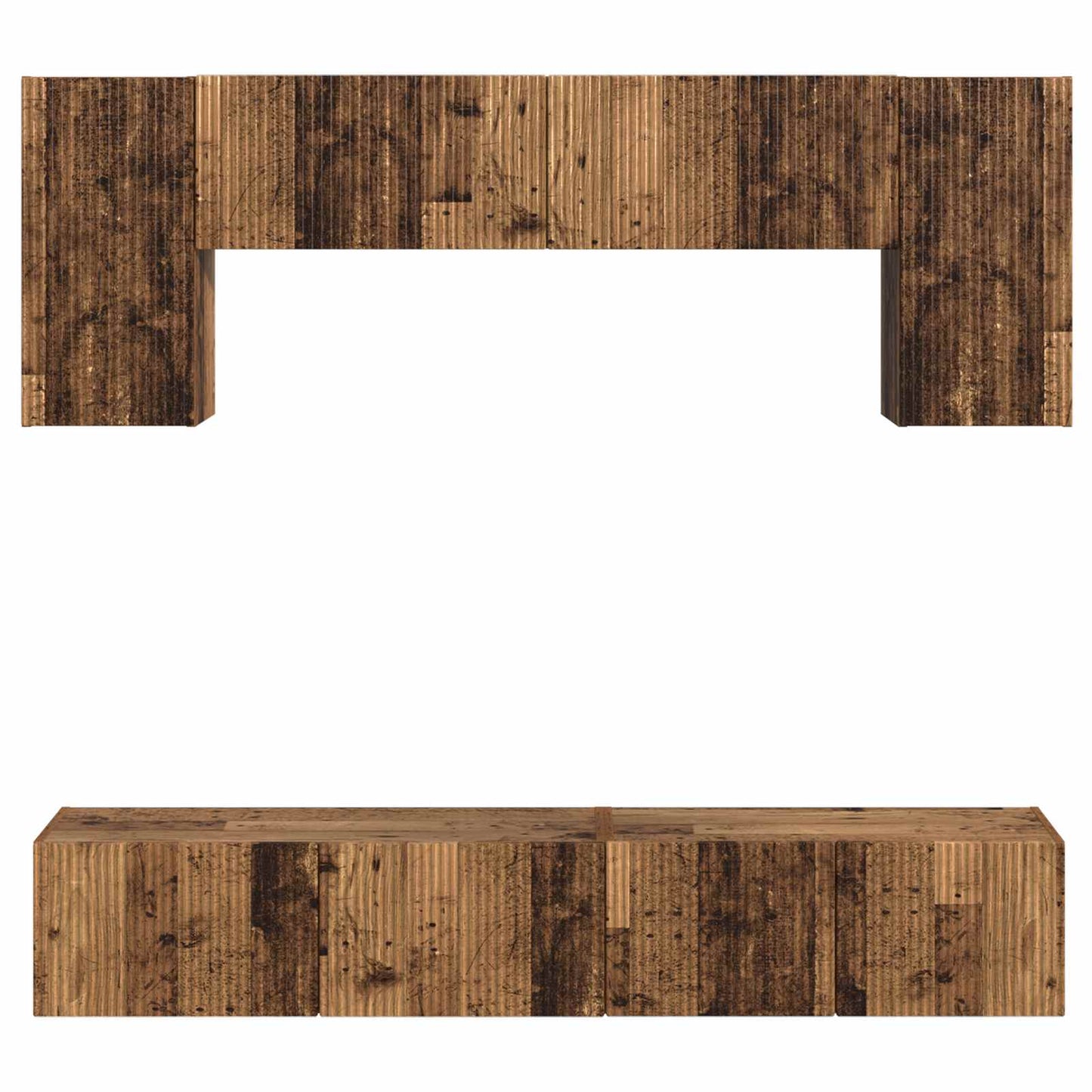 TV Cabinet Set Wall-mounted 4 pcs Old Wood Engineered Wood