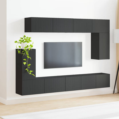TV Cabinet Set 5 pcs Black Engineered Wood