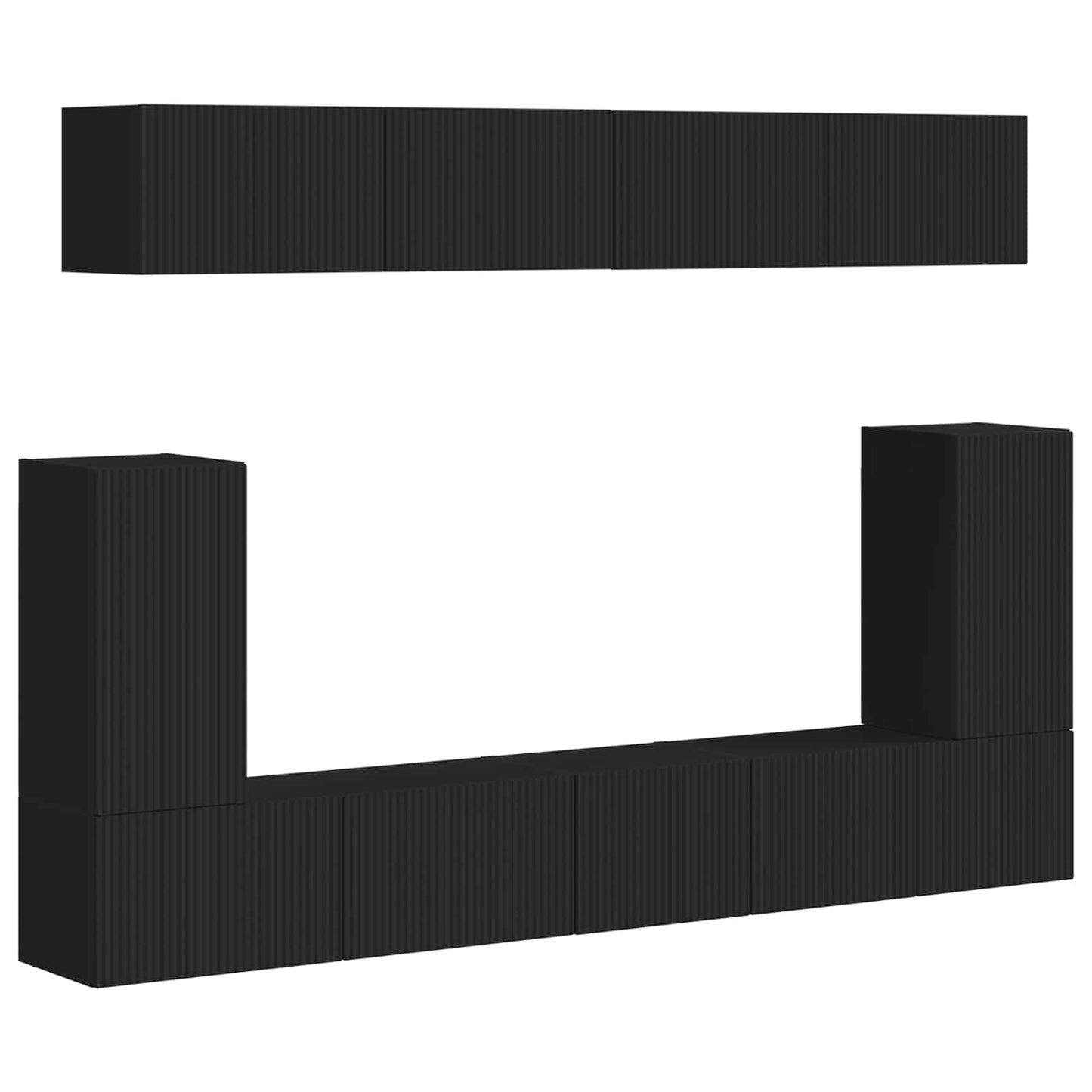TV Cabinet Set 5 pcs Black Engineered Wood