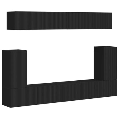 TV Cabinet Set 5 pcs Black Engineered Wood