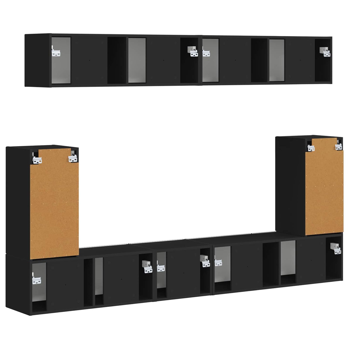 TV Cabinet Set 5 pcs Black Engineered Wood