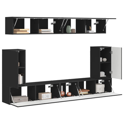 TV Cabinet Set 5 pcs Black Engineered Wood