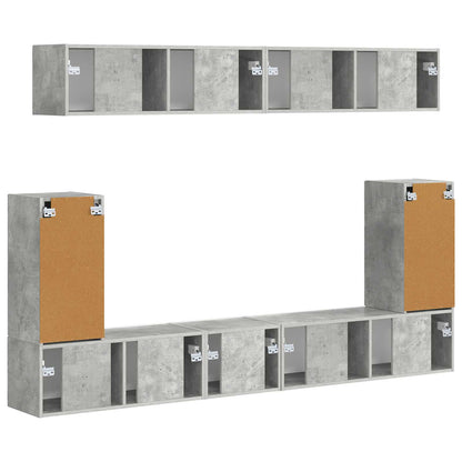 TV Cabinet Set Wall-mounted 5 pcs Concrete Grey Engineered Wood